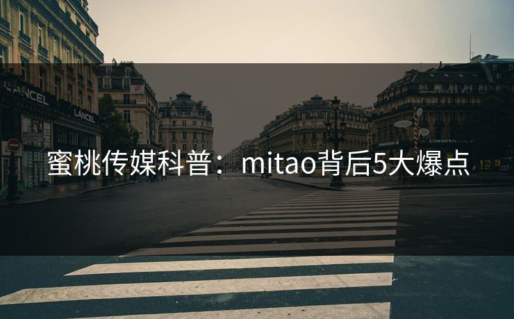 蜜桃传媒科普：mitao背后5大爆点