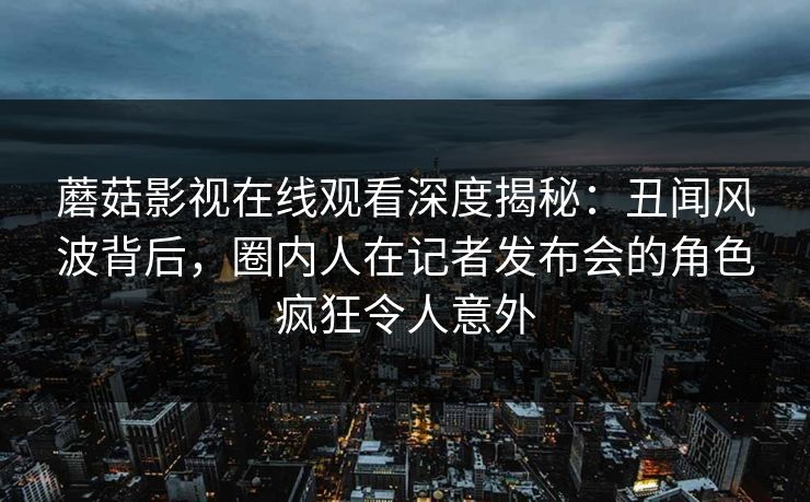 蘑菇影视在线观看深度揭秘：丑闻风波背后，圈内人在记者发布会的角色疯狂令人意外